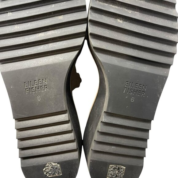 Eileen Fisher Loti Leather Clog Shoes Mules Slip On Wedge Women’s Size 6 - Picture 6 of 8